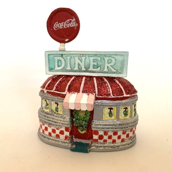4 Coca-Cola Glitter Ornaments Diner Coke Can Bottle Cap Polar Bear Christmas Vtg - Picture 8 of 13